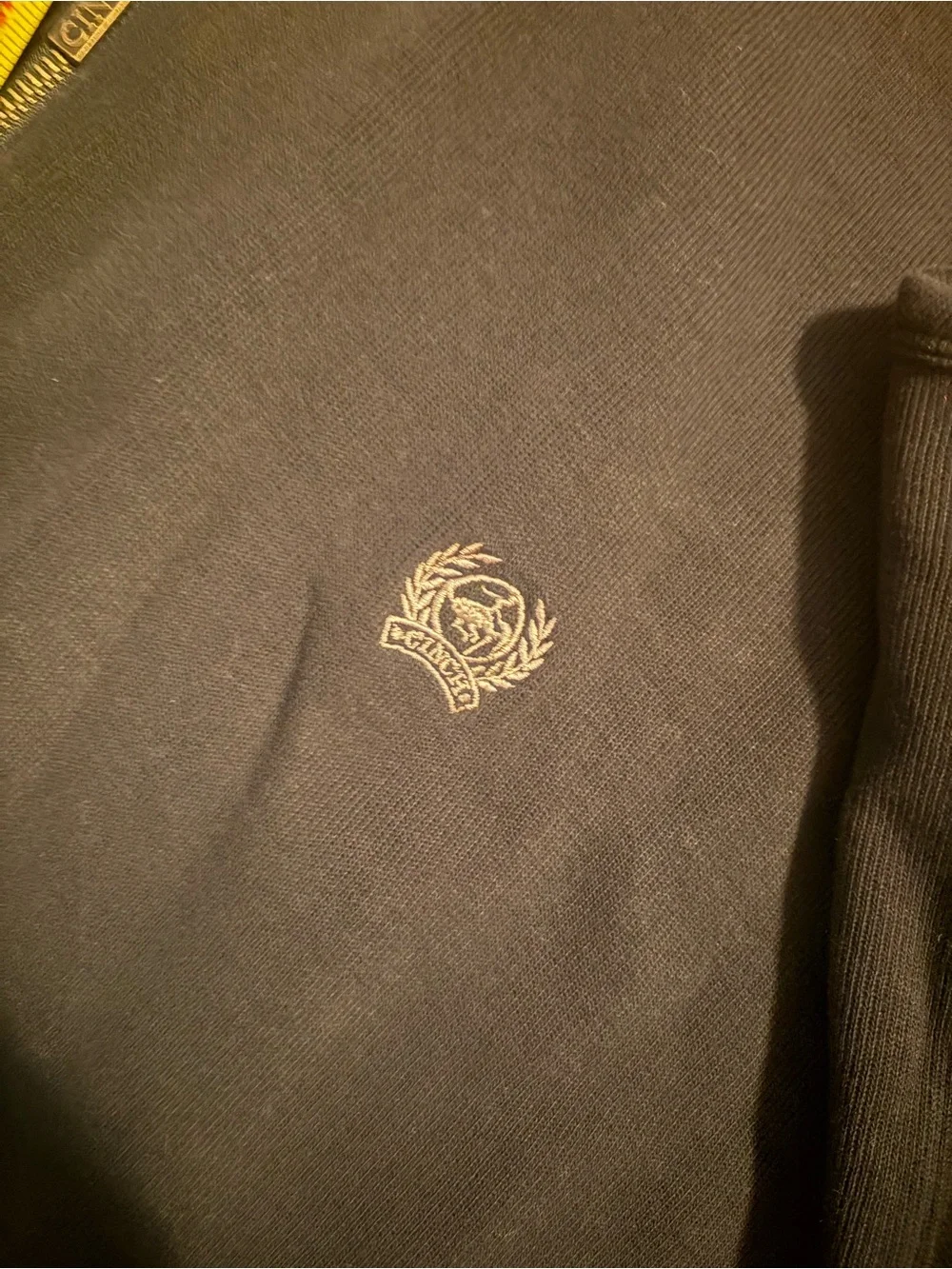Cinch Men’s Black Quarter Zip Fleece Pullover Sweater Embroidered Logo L (1405)